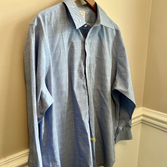 Brooks Brothers Mens Dress Button Down Shirt Traditional Fit Blue Plaid Sz. 17.6 - Picture 5 of 5
